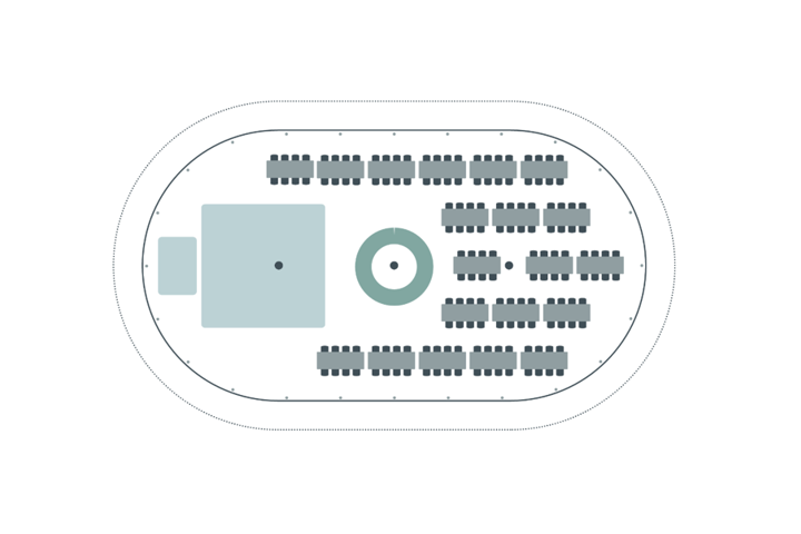 Example Floorplan with 8ft x 3ft Trestle Tables